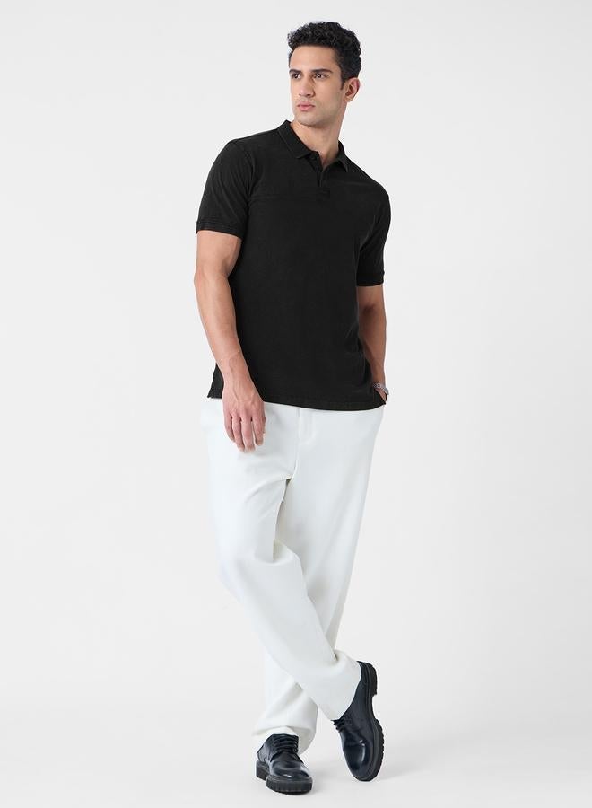 ذا سوليد ستور تيشيرت بياقة بولو وطبعة بتفاصيل مشطوفة - Image 2